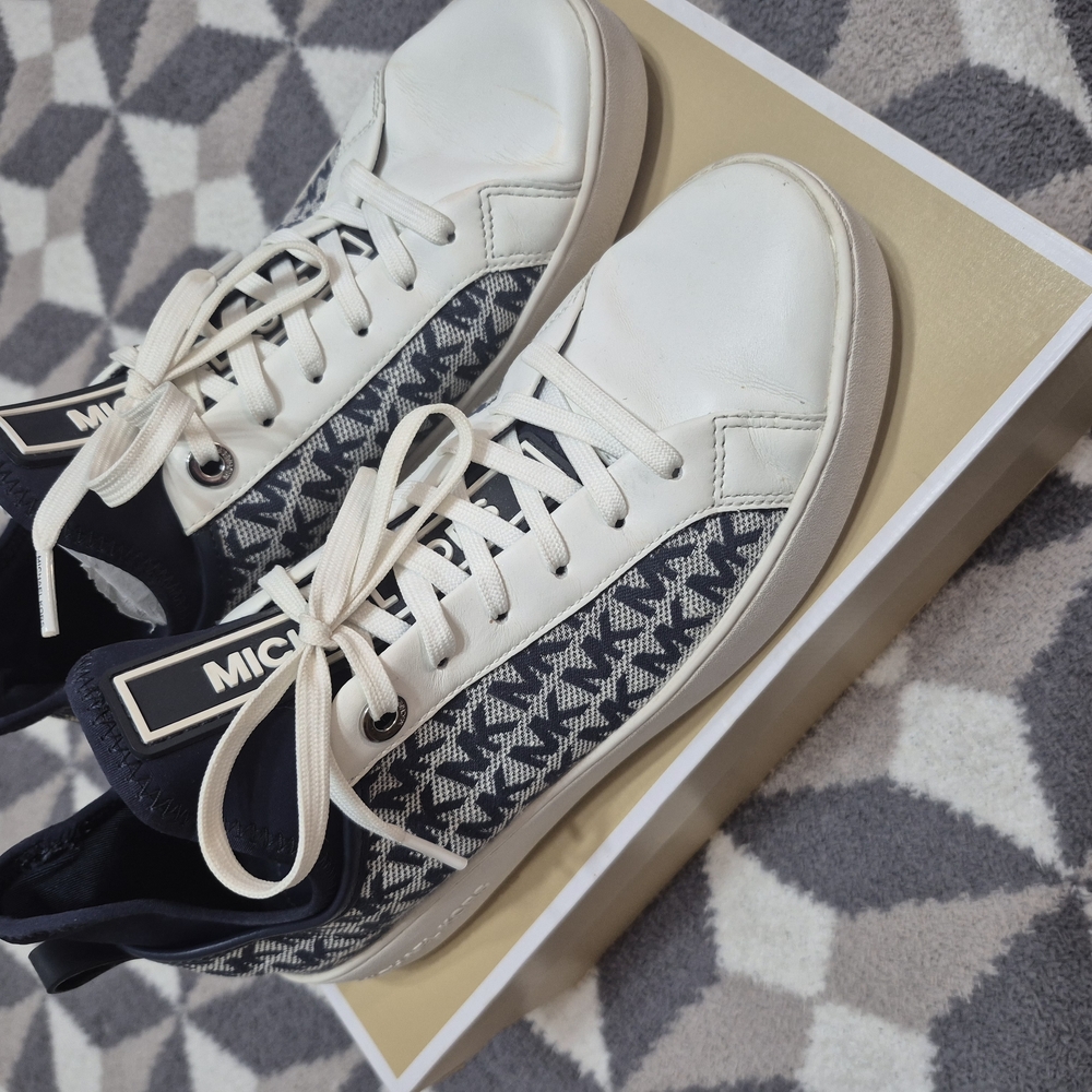 Michael Kors White and Navy Sneakers